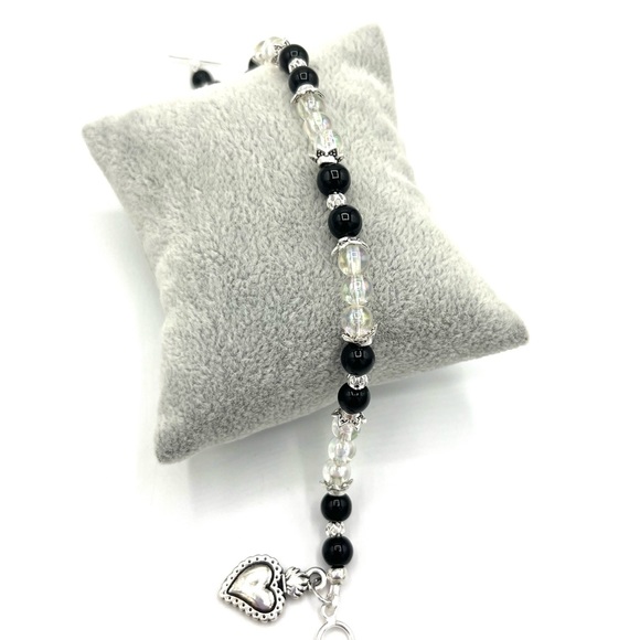 HAND CRAFTED Black Onyx and Acrylic Bubble Bracelet - Picture 4 of 6